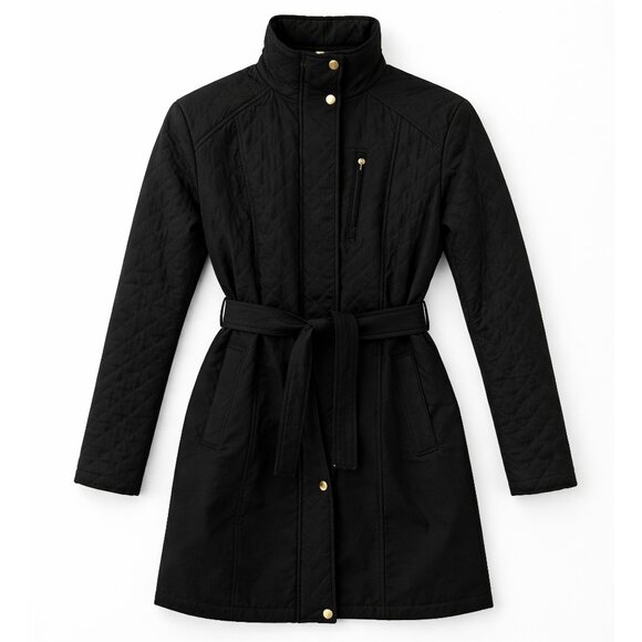 Cole Haan Jackets & Blazers - Cole Haan Quilted Belted Coat Black Classic Fit Lightweight Fall XS